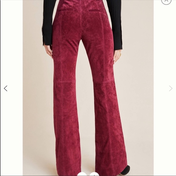 Anthropologie Burgundy Carson Suede Trouser Pants - Picture 4 of 6
